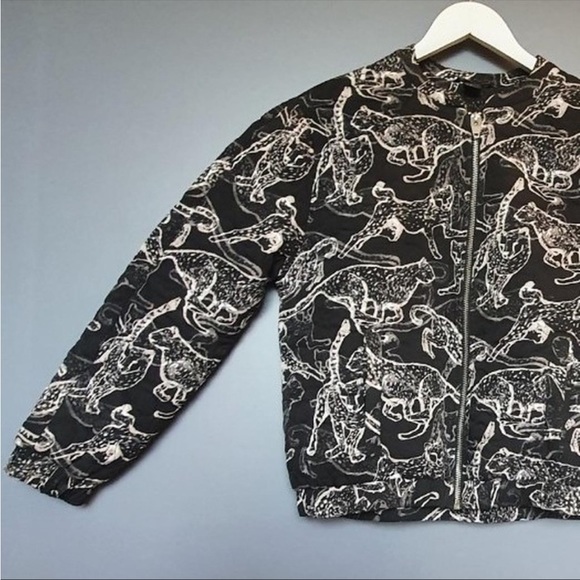 H&M Jackets & Coats Hm Quilted Bomber In Black And White Animal